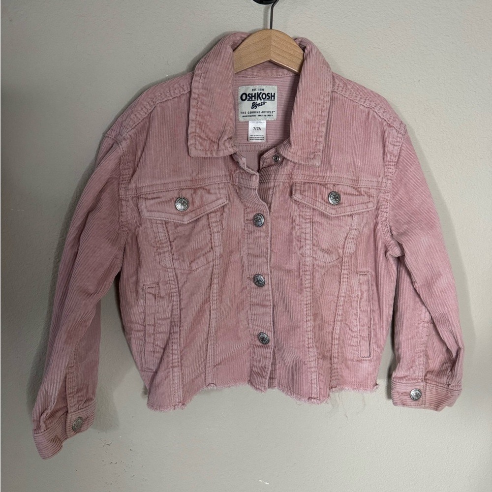 OshKosh Girls Pink Corduroy Cropped Jacket Size 7